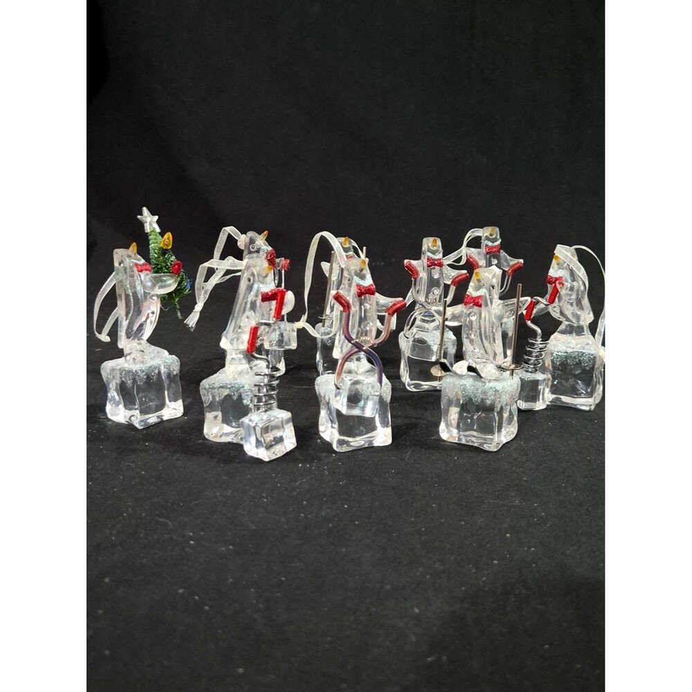 VTG Department 56 Clear Acrylic "Ice Cube" Penguin & Snowman Holiday Figurines